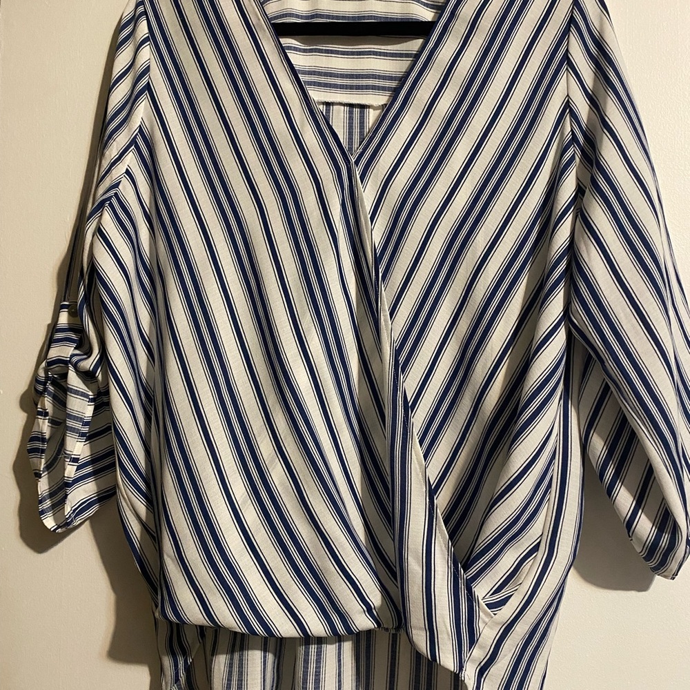 West Kei Allan Surplice Rolltab High Low Top